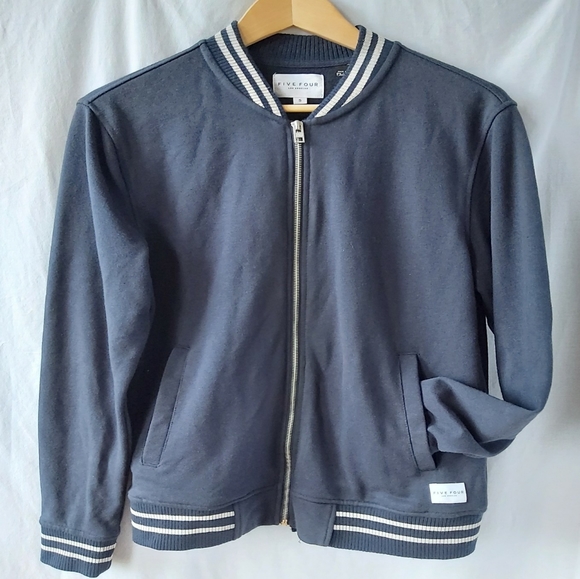 Five Four Bomber Jacket Fleece Navy Zip Up Sz S - Picture 1 of 7